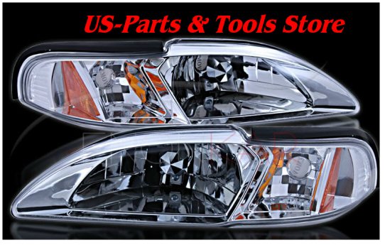 94-98 Ford Mustang Klarglas Scheinwerfer chrom 1 teilig